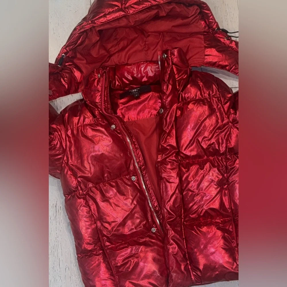 JORDAN CRAIG boy's youth metallic holographic hooded bubble jacket red 6 read - Picture 11 of 12
